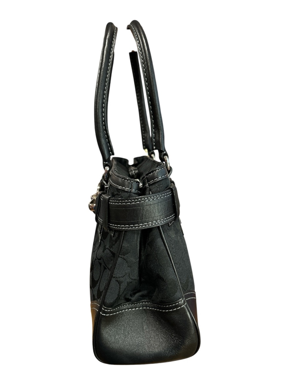 Coach Black Signature Canvas Satchel with Silver Hardware - Picture 3 of 9